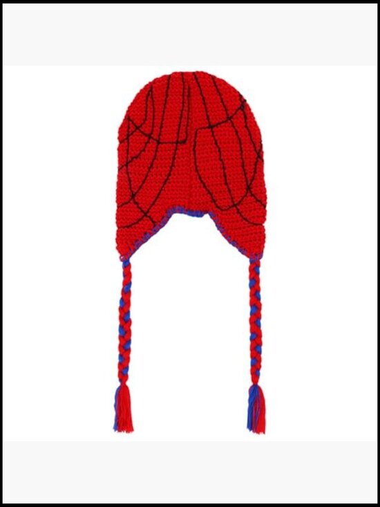 Hand-Woven Crochet Peruvian Beanie with Braided Tassels, Winter Knit Cap, Marvel Spider-Man Mayday Inspired Crochet Peruvian Beanie  main image 4